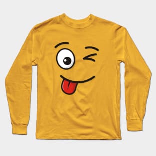 Face with Stuck-Out Tongue and Winking Eye Long Sleeve T-Shirt